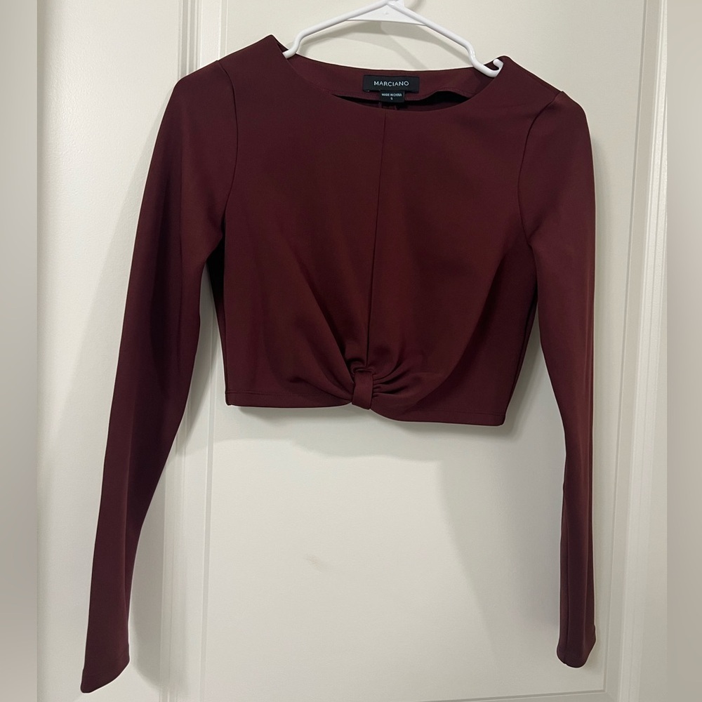Marciano Top Long Sleeve Blouse Maroon Red Size Small (0228)